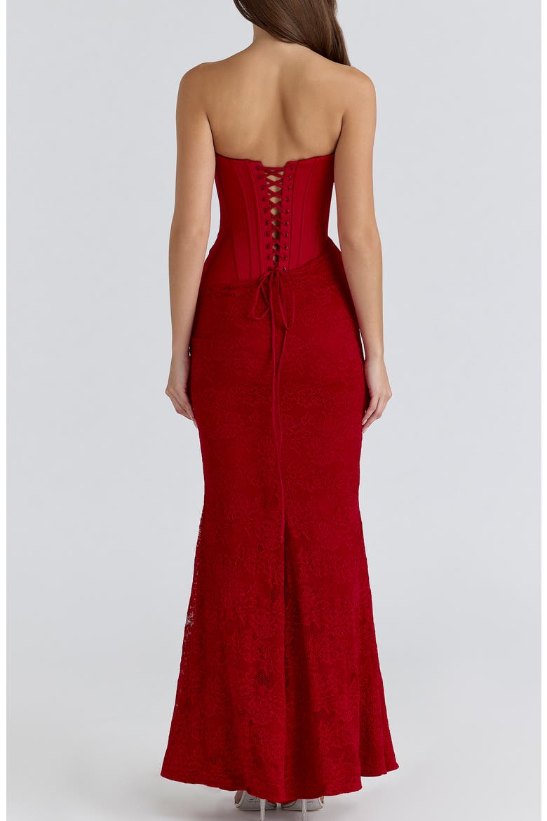 Valerie Satin & Lace Corset Gown, Alternate, color, RED