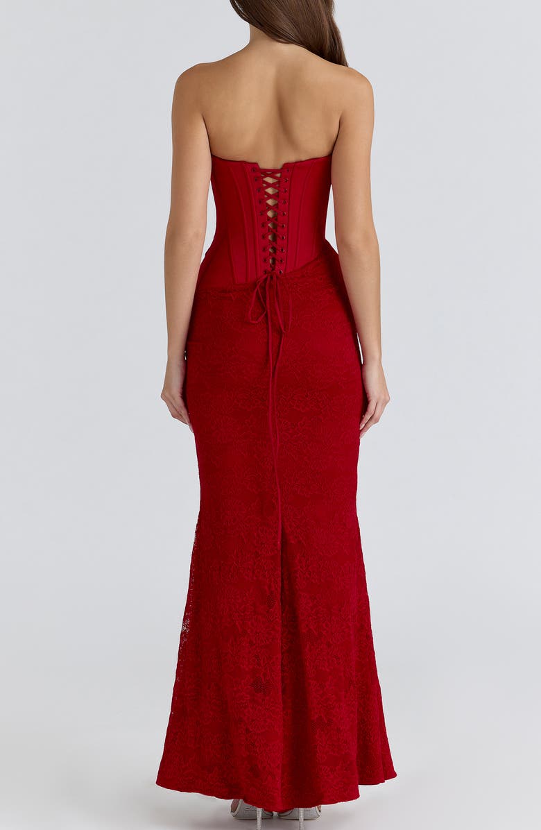 HOUSE OF CB Valerie Satin 
Lace Corset Gown, Alternate, color, Red