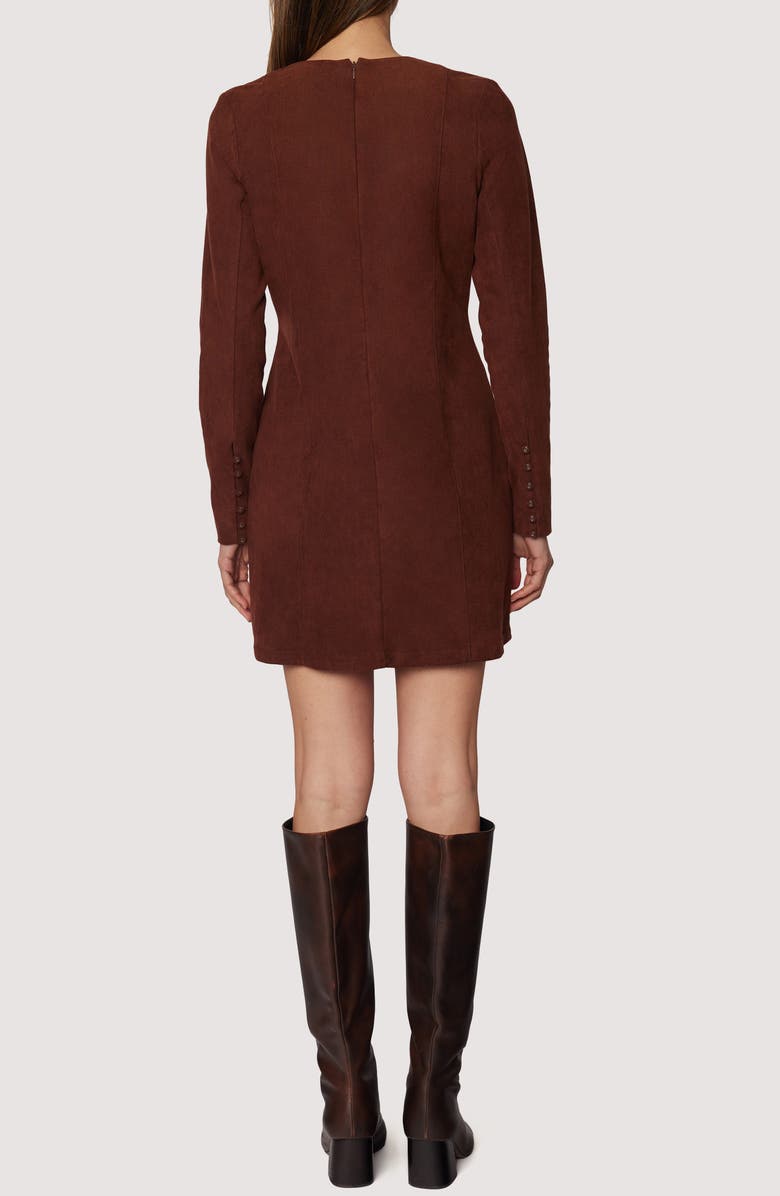 Lost + Wander Fall Enchantment Long Sleeve Faux Suede Minidress, Alternate, color, Chocolate