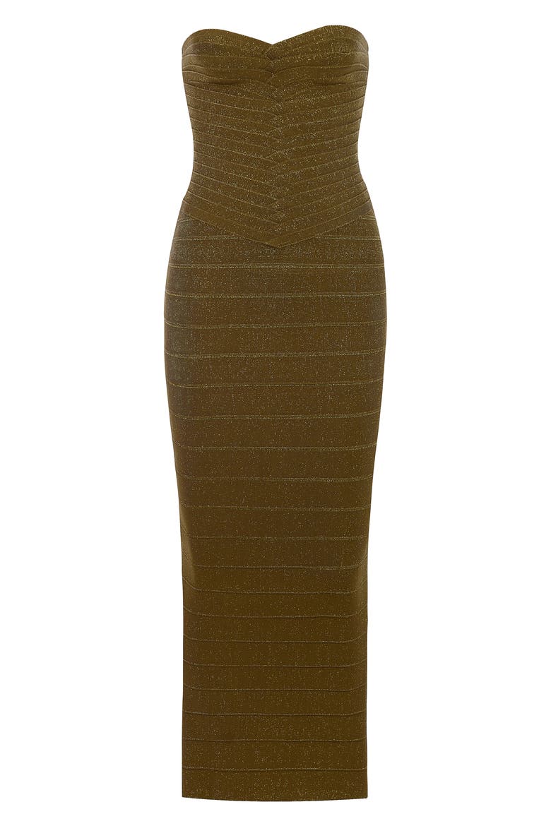 The Sweetheart Strapless Bandage Dress, Alternate, color, OLIVE