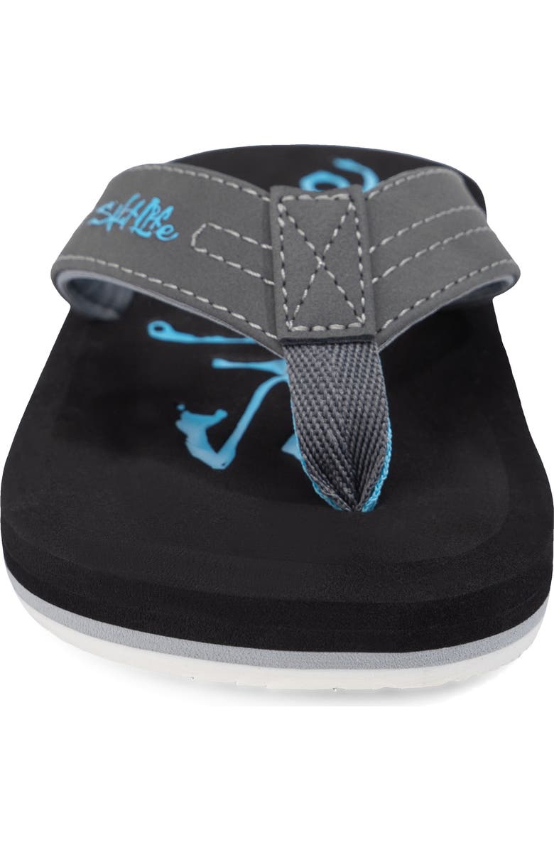 Salt Life Kids' The Skiff Flip Flop, Alternate, color, Charcoal