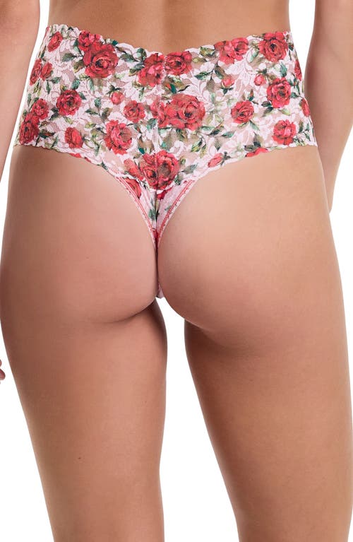 Hanky Panky Floral-print Retro Lace V-kini Briefs In Je' Taime (pink)