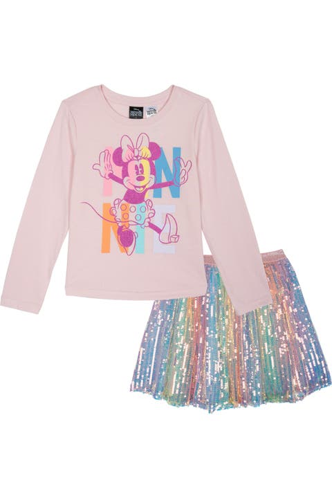 Long Sleeve Tee and Sequin Skirt Set