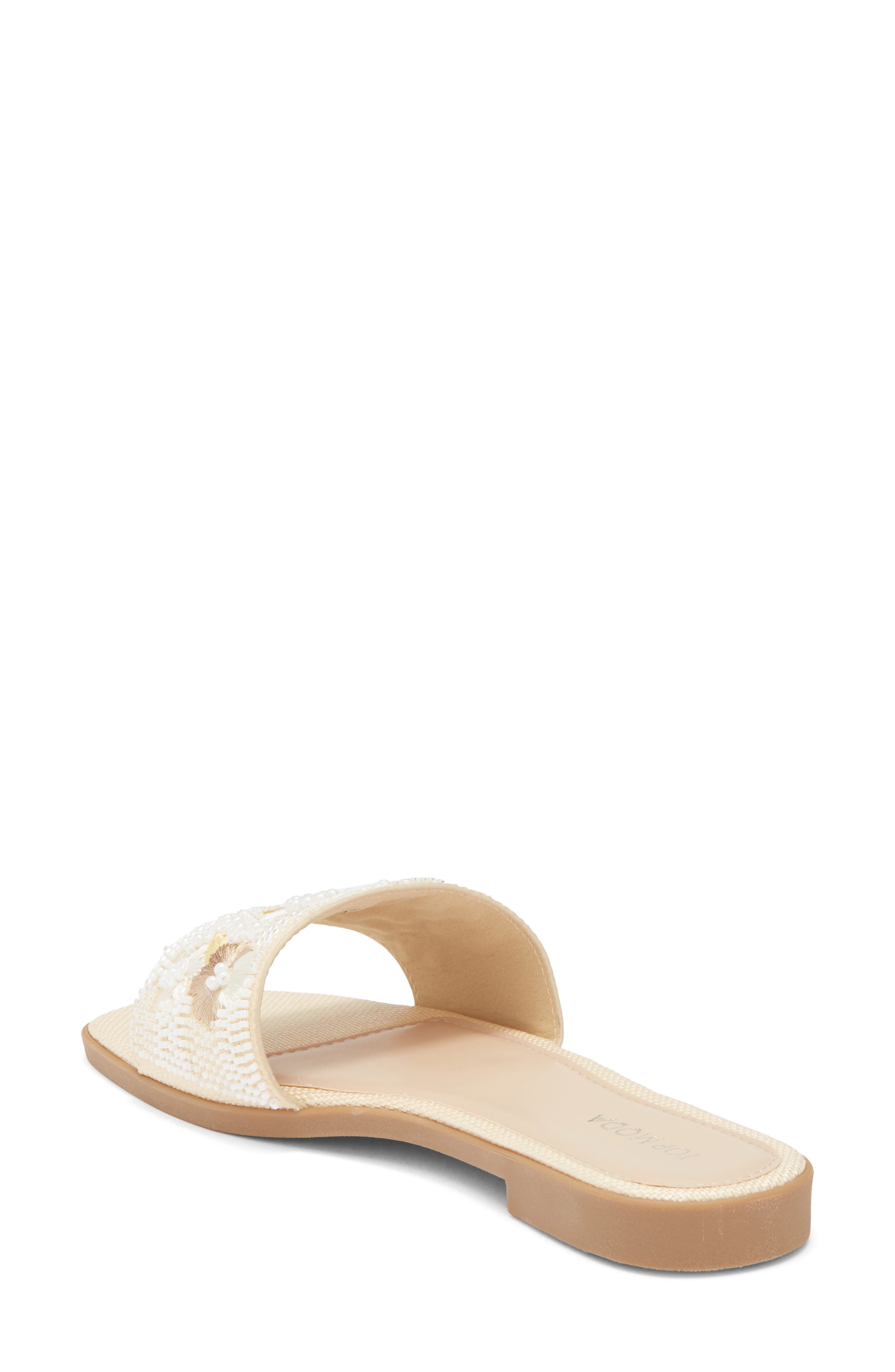TOP MODA Rae Floral Beaded Raffia Slide Sandal, Alternate, color, Ivory Raffia