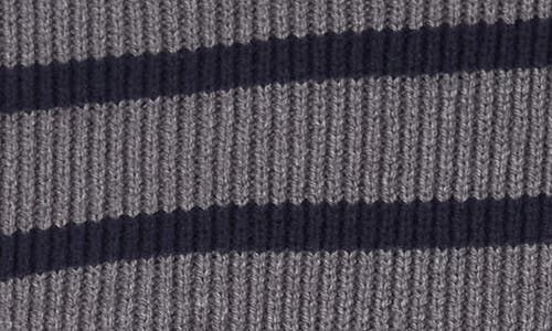 Blu Pepper Stripe Mock Neck Crop Sweater In Gray