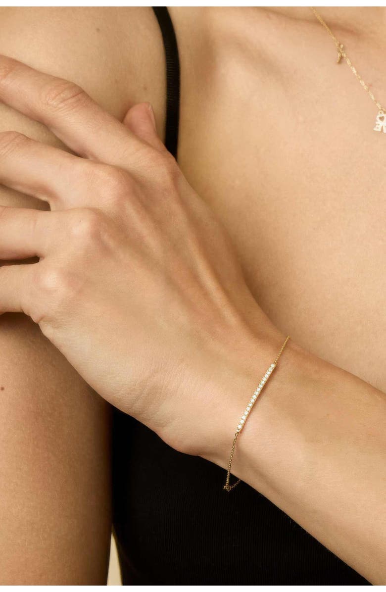 Oradina 14K Yellow Solid Gold Brooklyn Bar Diamond Bracelet, Alternate, color, Yellow Gold, Natural Diamonds