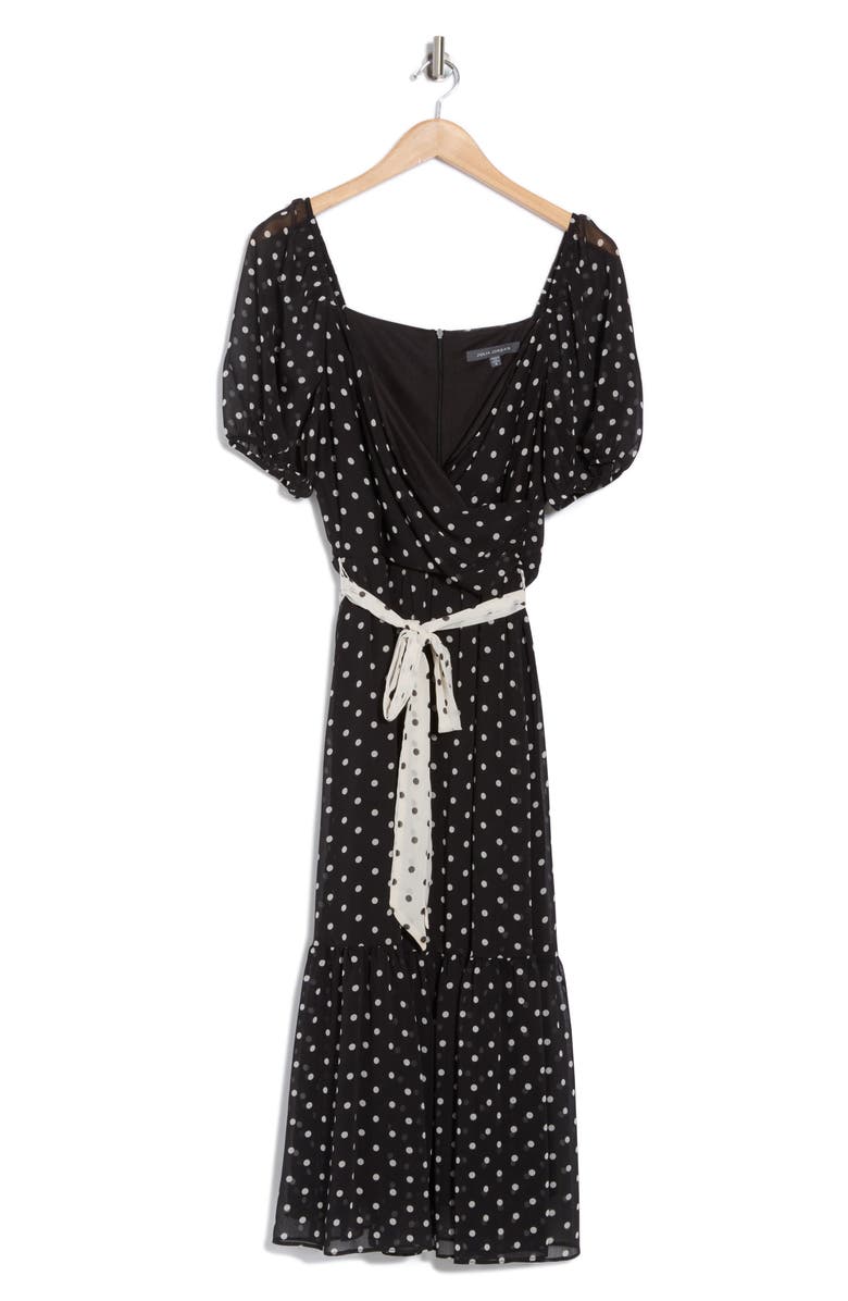 Julia Jordan Puff Sleeve Midi Dress, Alternate, color, Black/ White Dot
