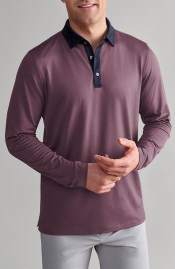 Rhone Gold Sport Long Sleeve Polo In Purple