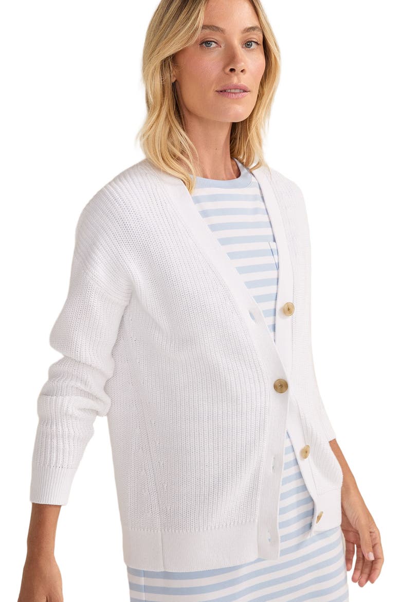 Organic Cotton Shaker Stitch Cardigan, Main, color, White