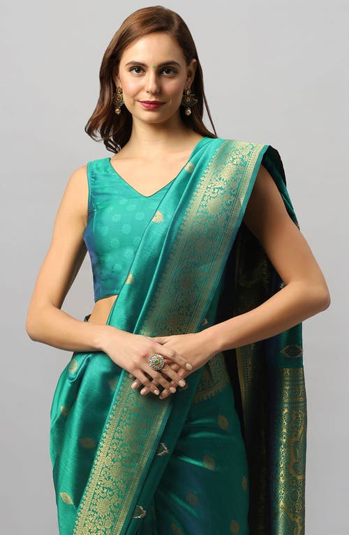 One Minute Saree® Yara Green Moss Adjustable Readymade Saree Blouse For Women In Green