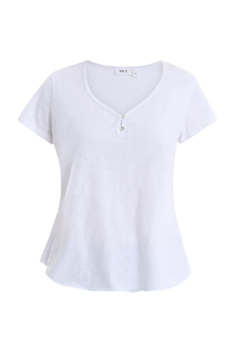 V-Neck Henley Short Sleeve Tee, Alternate, color, White