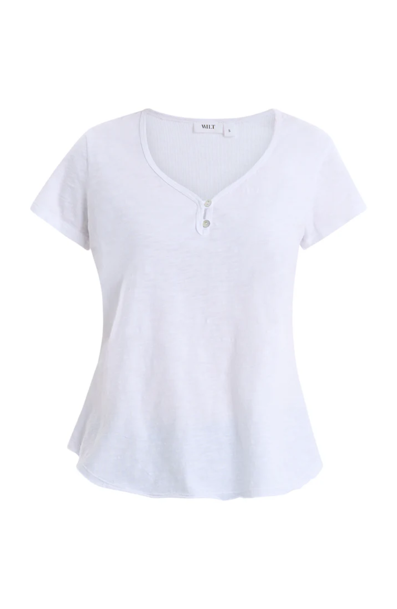 Wilt V-Neck Henley Short Sleeve Tee, Alternate, color, White