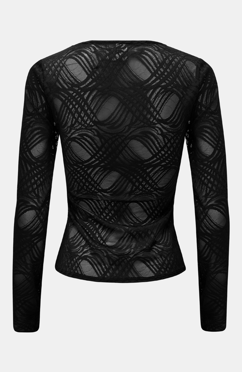Ow Collection Women's Lucy Tie Neck Lace Top - Black In Black
