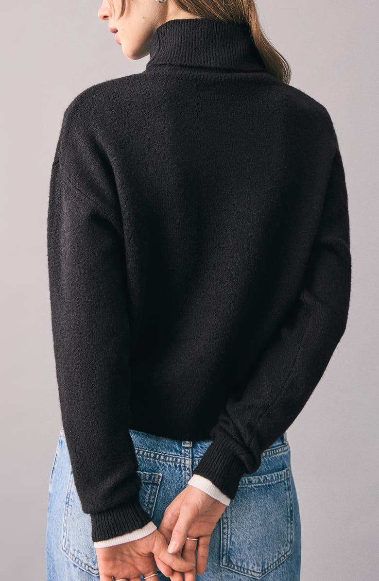 MANGO TEEN Turtleneck Sweater, Alternate, color, Black