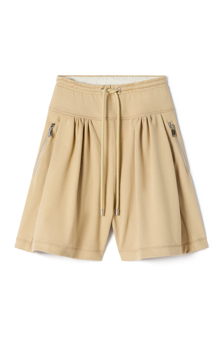 White Cotton Bermuda Shorts, Alternate, color, Sand