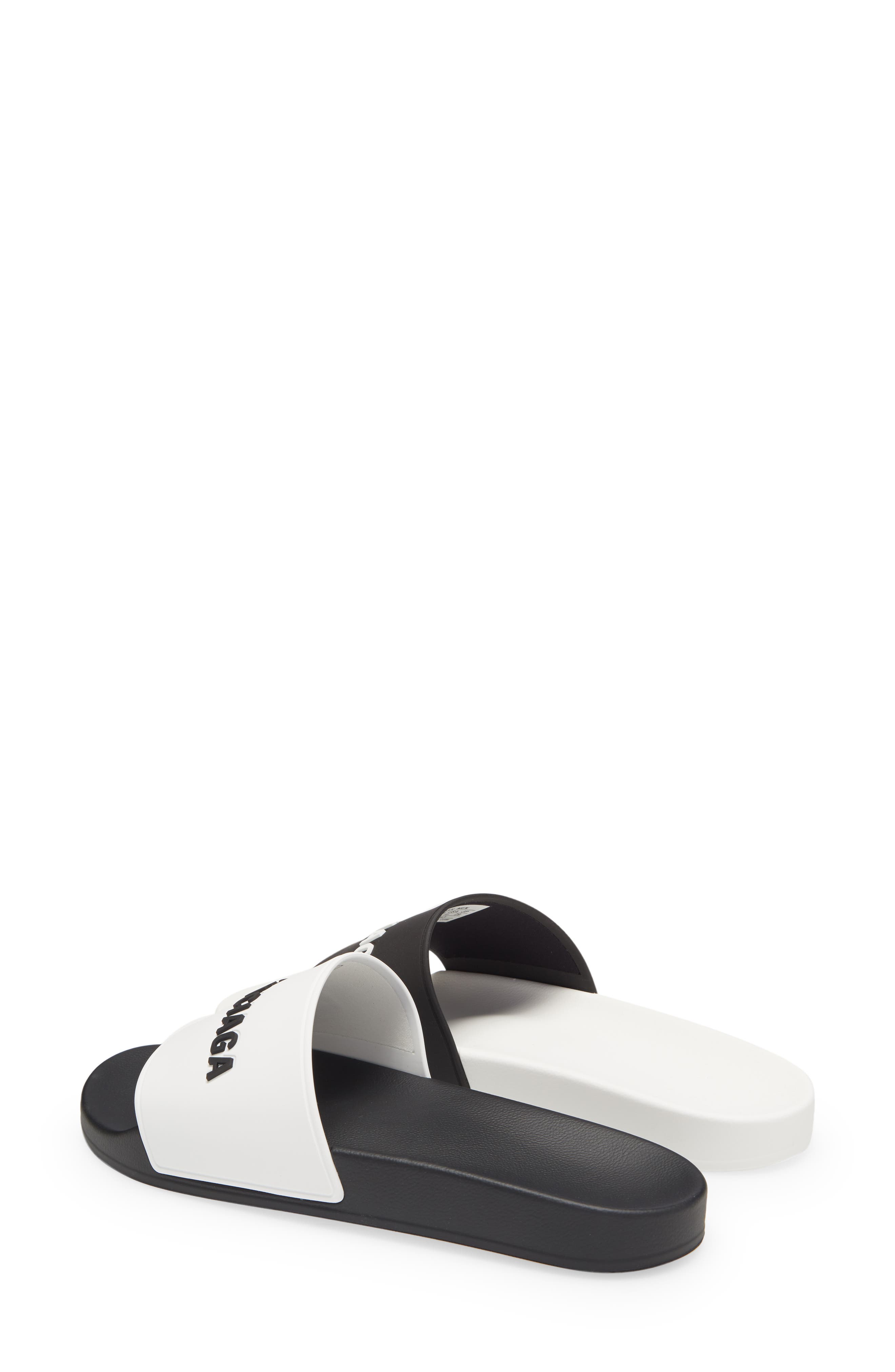 Balenciaga Logo Mismatched Slide Sandal, Alternate, color, 