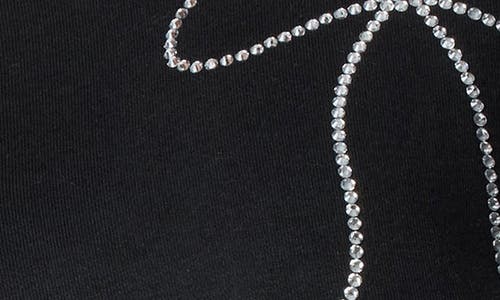 Florence By Mills Crystal Bow Off The Shoulder Crop Sweatshirt In Black