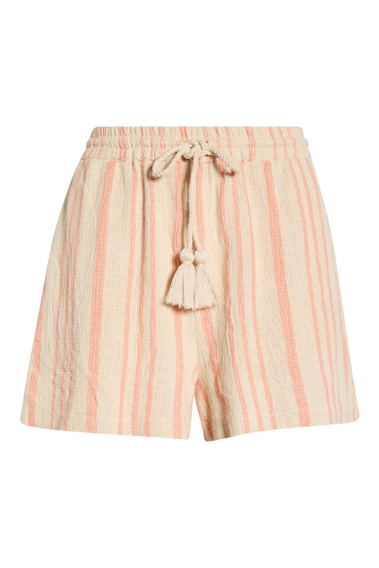 Stripe Cotton Drawstring Shorts, Alternate, color, BEIGE/ CAYENNE STRIPE