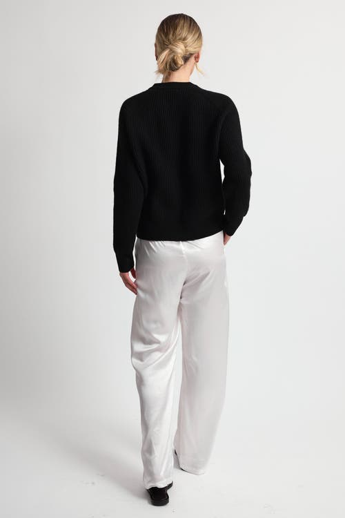 Almina Concept Button Up Wool Cropped Cardigan In Black