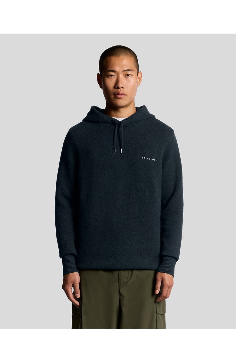 Lyle & Scott Script Long Sleeve Knitted Hoodie, Main, color, Dark Navy