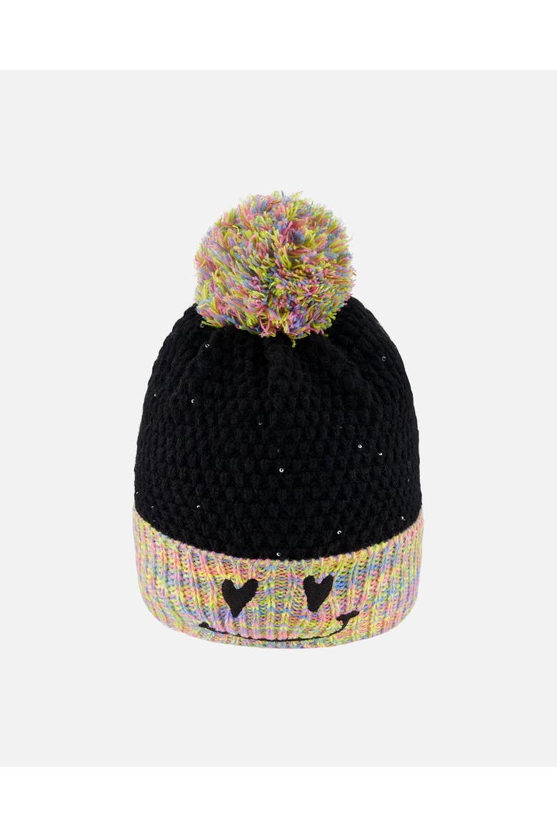 Lined Knit Hat with Pompom, Alternate, color, Multicolored