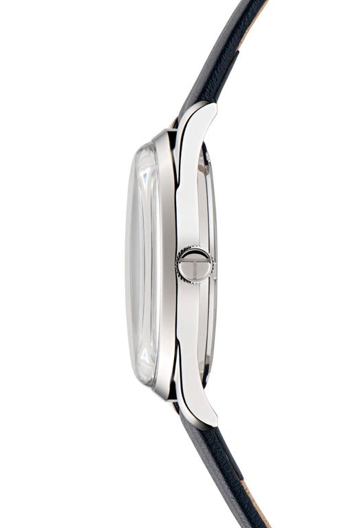 Ted Baker Recycled Stainless Steel Leather Strap Watch In Blue
