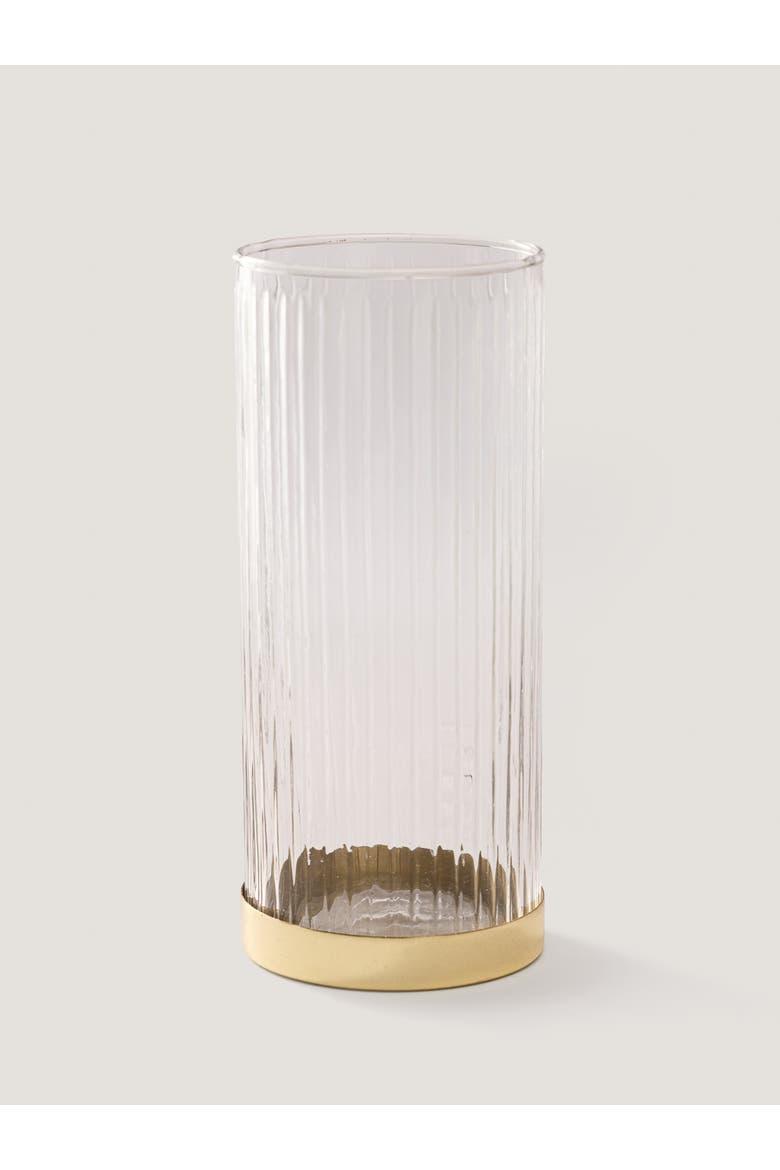 Fluted Glass Vase/Planter, Main, color, Brass