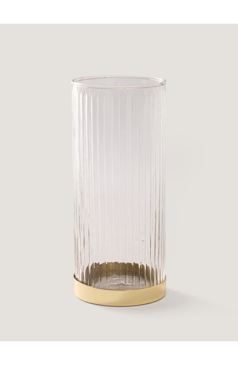 Fleck Fluted Glass Vase/Planter, Main, color, Brass