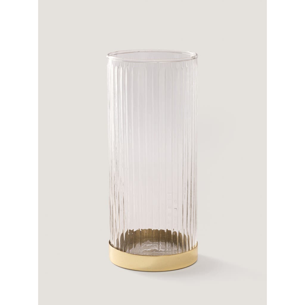 Fleck Fluted Glass Vase/planter In Gold