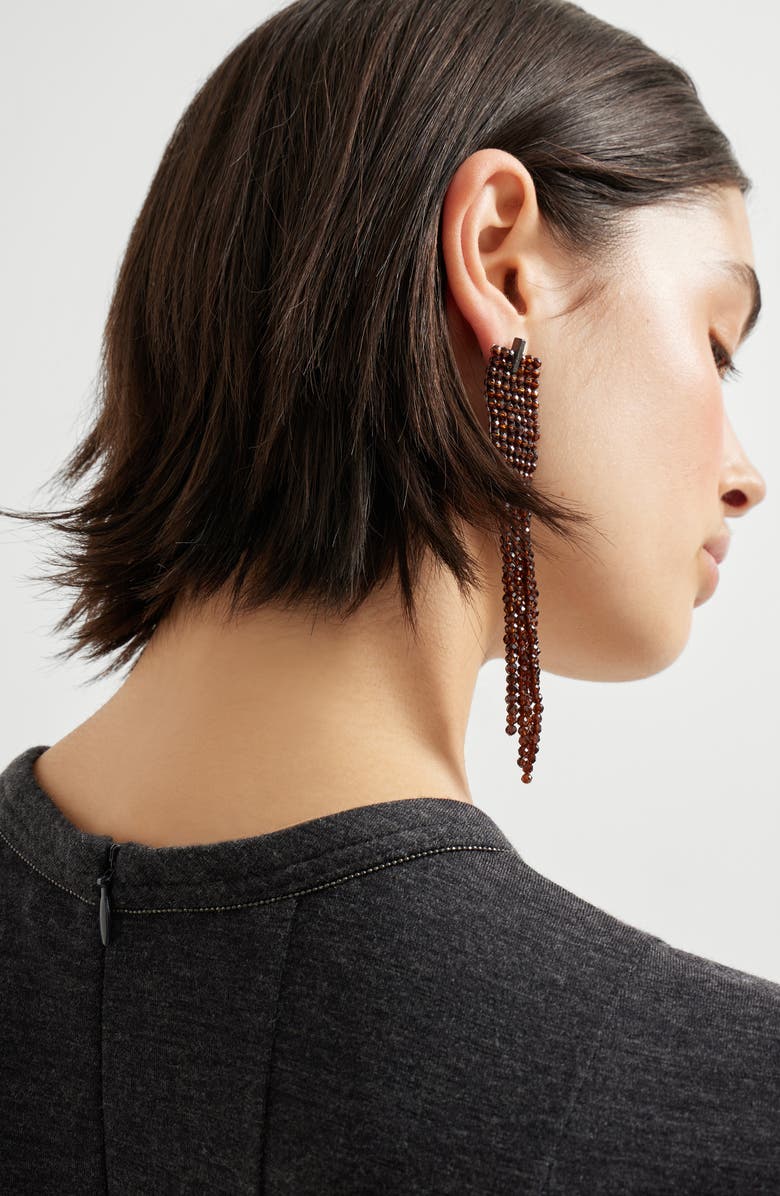 Brunello Cucinelli Jersey dress with monili, Alternate, color, Anthracite