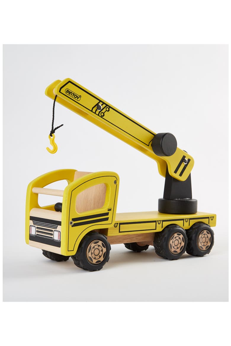 Wood Toy Crane Truck, Alternate, color, YELLOW