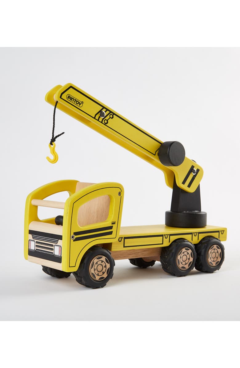 Pintoy Wood Toy Crane Truck, Alternate, color, 