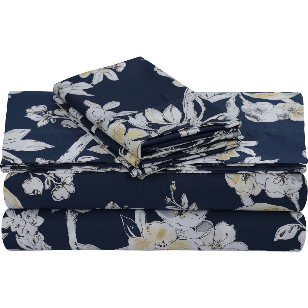 Azores Home Colmar 300 Thread Count Cotton Sateen Sheet Set In Blue