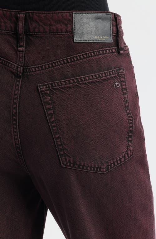 Rag & Bone Featherweight Logan Mid Rise Wide Leg Jeans In Burgundy