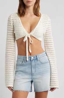 PacSun Laguna Crop Crochet Cardigan