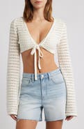 PacSun Laguna Crop Crochet Cardigan