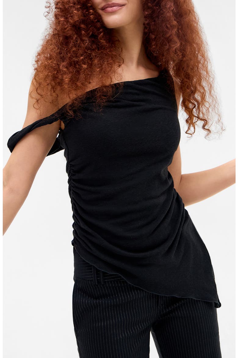Peggy Asymmetric One-Shoulder Cotton Blend Knit Top, Main, color, CHARCOAL
