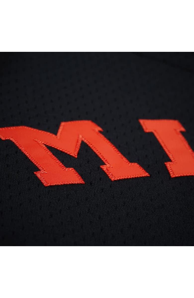 Mitchell & Ness Men's Mitchell & Ness Black Miami Hurricanes On The Clock Full-Button Fashion Jersey, Alternate, color, 