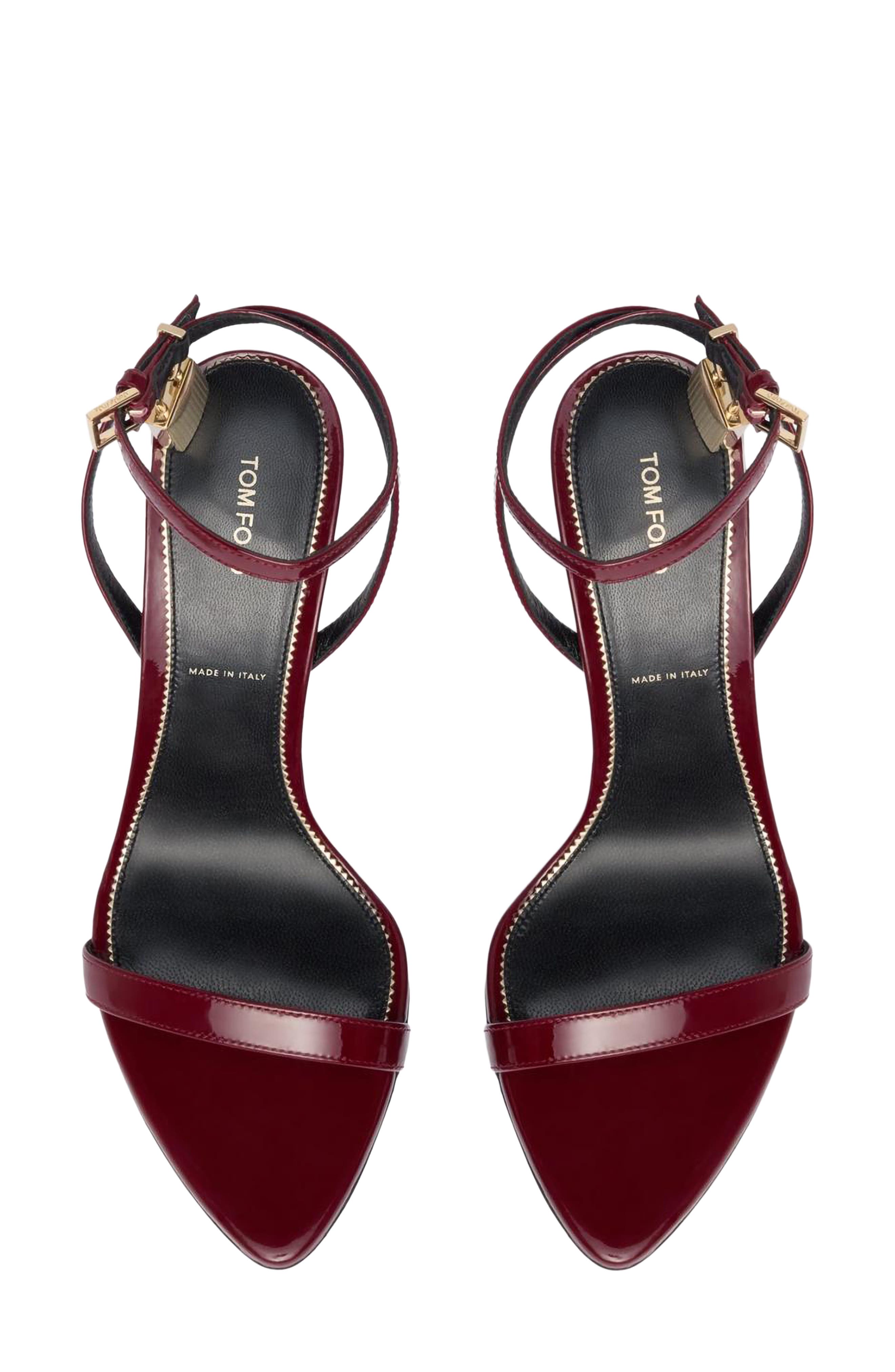 Padlock Pointy Toe Ankle Strap Sandal, Alternate, color, RUBY RED