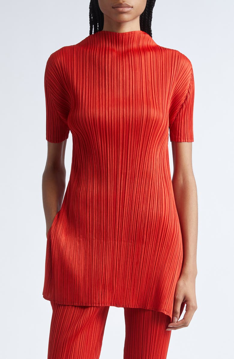 Pleats Please Issey Miyake Monthly Colors July Pleated Tunic, Main, color, Bright Red