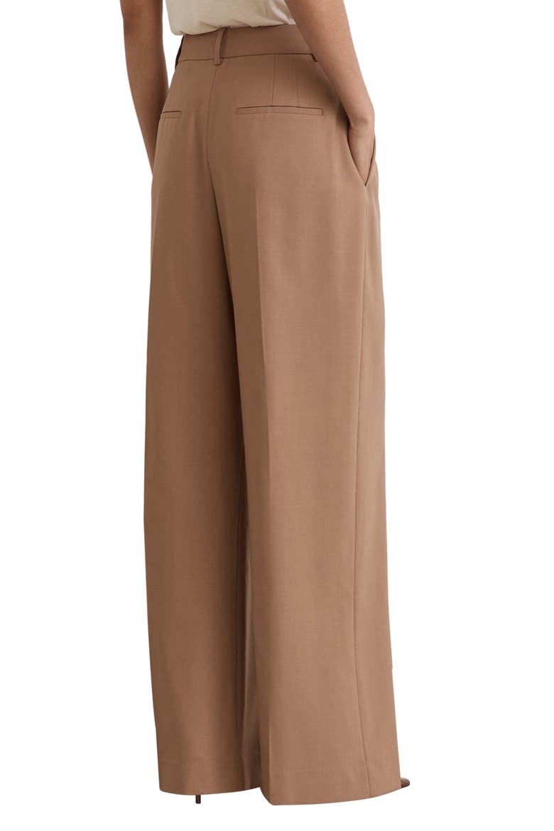 Luna Pleated Wide Leg Wool Blend Trousers, Alternate, color, CAMEL