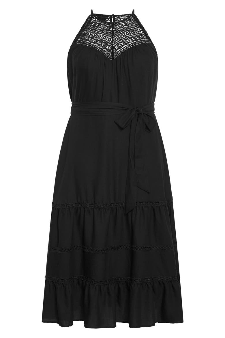 Alessia Sleeveless A-Line Dress, Alternate, color, BLACK