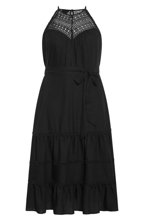 City Chic Alessia Open Stitch Sleeveless Midi Dress In Black