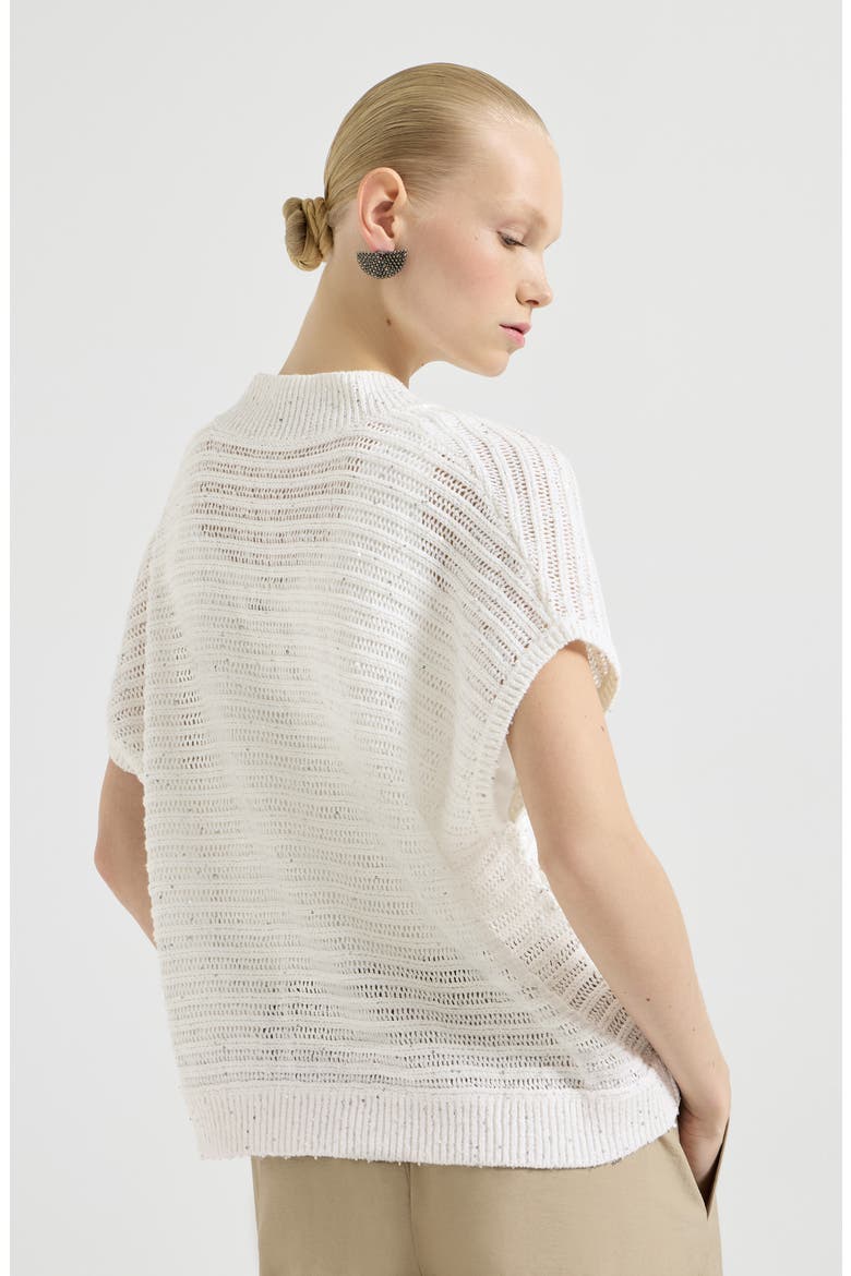 Cardigan with openwork stripes, Alternate, color, White