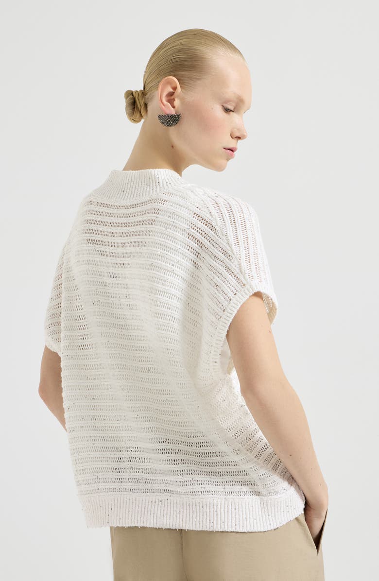 Brunello Cucinelli Cardigan with openwork stripes, Alternate, color, White