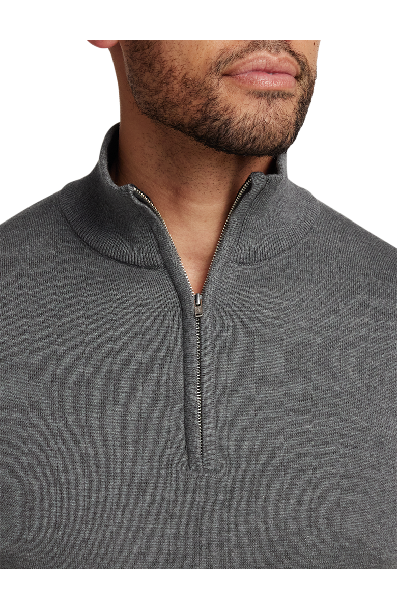 Paul Fredrick Supima Cotton Quarter Zip Mock Neck Sweater, Alternate, color, Medium Grey