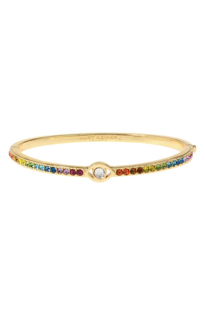 Kurt Geiger London Evil Eye Crystal Hinge Bangle, Main, color, Gold/ Multi