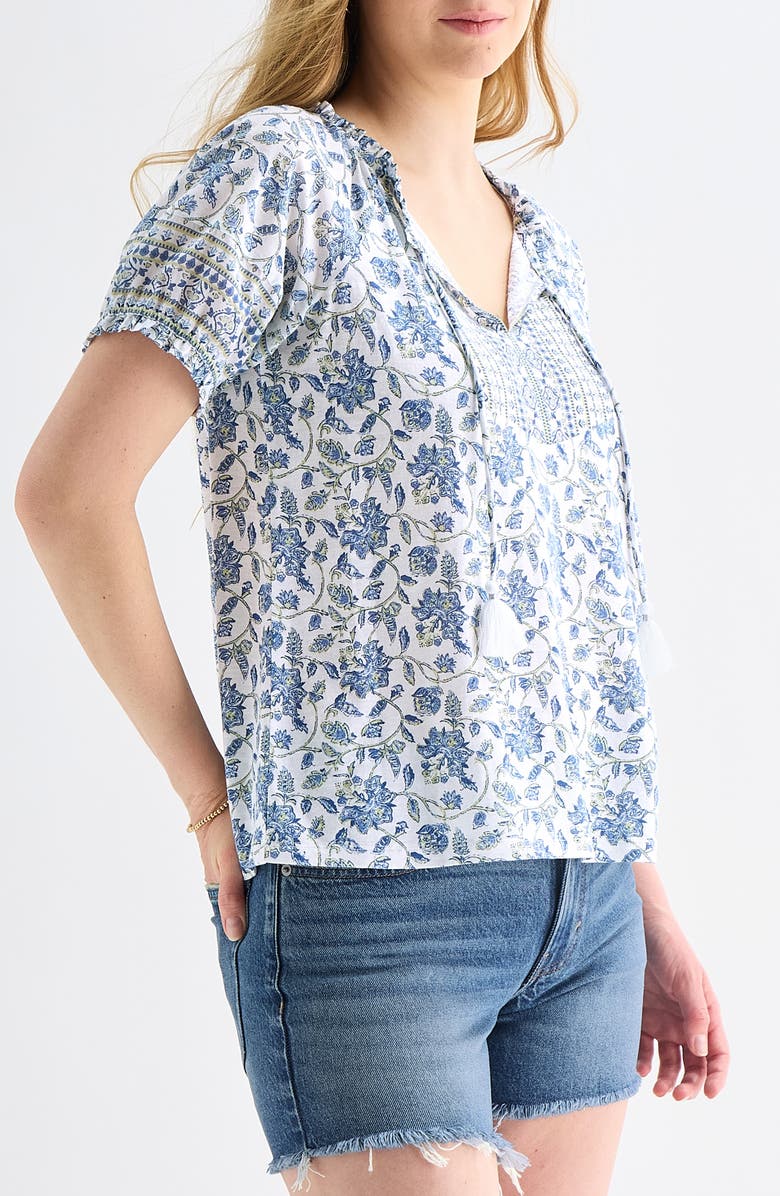 Lucky Brand Split Neck Top, Alternate, color, Blue Multi