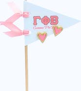 Color Shout Gamma Phi Beta Heart Stud Enamel Earrings on Sorority Pennant Flag