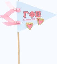 Color Shout Gamma Phi Beta Heart Stud Enamel Earrings on Sorority Pennant Flag